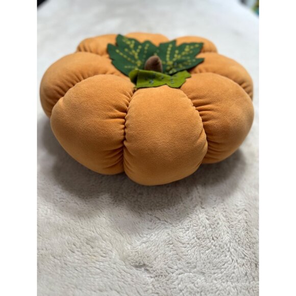 Pier 1 Imports Decorative Velvet Pumpkin Pillow 11" - Picture 1 of 8